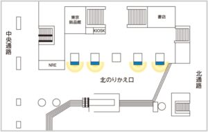 JR／東京駅／J・ADビジョン 東京駅新幹線北乗換口№AD駅デジタルサイネージ・駅広告、位置図