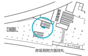 東京メトロ/赤坂見附駅/赤坂見附駅 MWV単駅1weekスポット№1駅デジタルサイネージ・駅広告、位置図