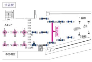京王/渋谷駅/渋谷改札上部大型シート臨時広告・駅広告、位置図