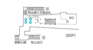 東京メトロ／明治神宮前〈原宿〉駅／MCV 単駅1monthスポット 明治神宮前〈原宿〉（明治通り方面改札）№1駅デジタルサイネージ・駅広告、位置図