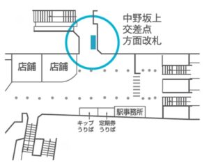 東京メトロ/中野坂上駅/中野坂上駅 MWV単駅1weekスポット№1駅デジタルサイネージ・駅広告、位置図