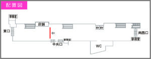 小田急 下北沢駅/下北沢駅 エスカー中央改札前欄間シート駅臨時広告・駅広告、位置図