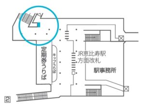 東京メトロ/恵比寿駅/恵比寿駅 MWV単駅1weekスポット№1駅デジタルサイネージ・駅広告、位置図