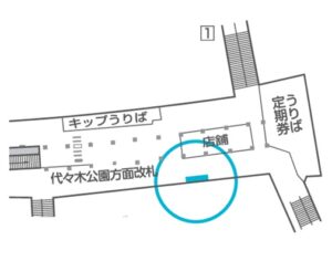 東京メトロ／明治神宮前〈原宿〉駅／明治神宮前〈原宿〉駅 MWV単駅1weekスポット№1駅デジタルサイネージ・駅広告、位置図