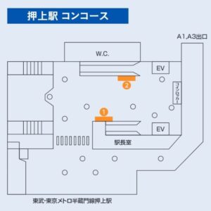 京成　押上（スカイツリー前）駅／押上駅 パワフルハーフ（①or②）駅ポスター・駅広告、位置図
