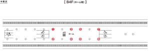 みなとみらい/みなとみらい駅/みなとみらい駅 ホーム柱巻き広告(7日間)№7駅臨時広告・駅広告、位置図
