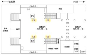 つくばエクスプレス／守谷駅／TX守谷駅 改札内柱シート№TX駅臨時広告・駅広告、位置図