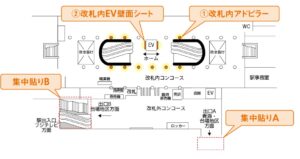 りんかい線/東京テレポート駅/東京テレポート駅 改札内アドピラー(申請)駅臨時広告・駅広告、位置図