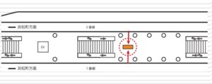 東京モノレール/羽田空港第2ターミナル駅/羽田空港第2ターミナル駅 モノビジョンシート№2駅臨時広告・駅広告、位置図