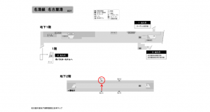 名古屋地下鉄／名古屋港駅／名港線№B2-1№1駅看板、位置図