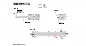 名古屋地下鉄/六番町駅/名港線№B2-7№7駅看板、位置図