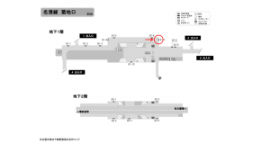 名古屋地下鉄/築地口駅/名港線№B1-7№7駅看板、位置図