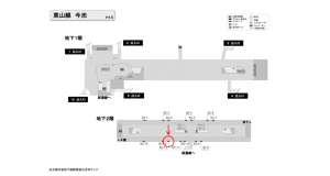 名古屋地下鉄/今池駅/東山線№B2-12№12駅看板、位置図