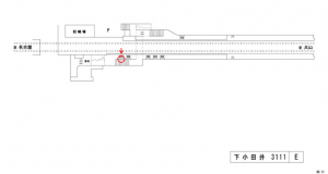 名鉄/下小田井駅//№207駅看板、位置図