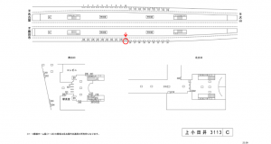 名鉄／上小田井駅／／№129駅看板、位置図