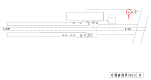 名鉄/名電各務原駅//№107駅看板、位置図