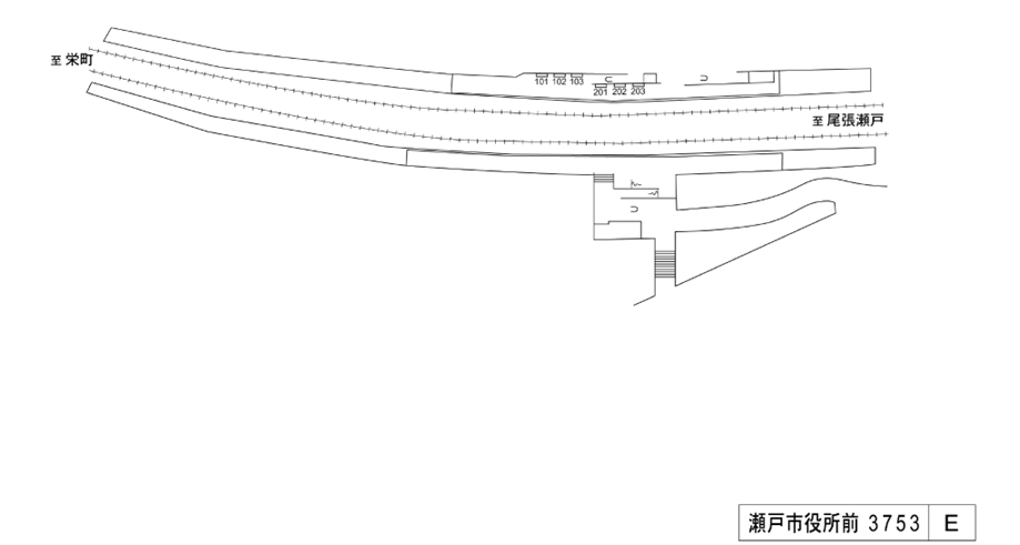 名鉄/瀬戸市役所前駅/駅看板設置図面