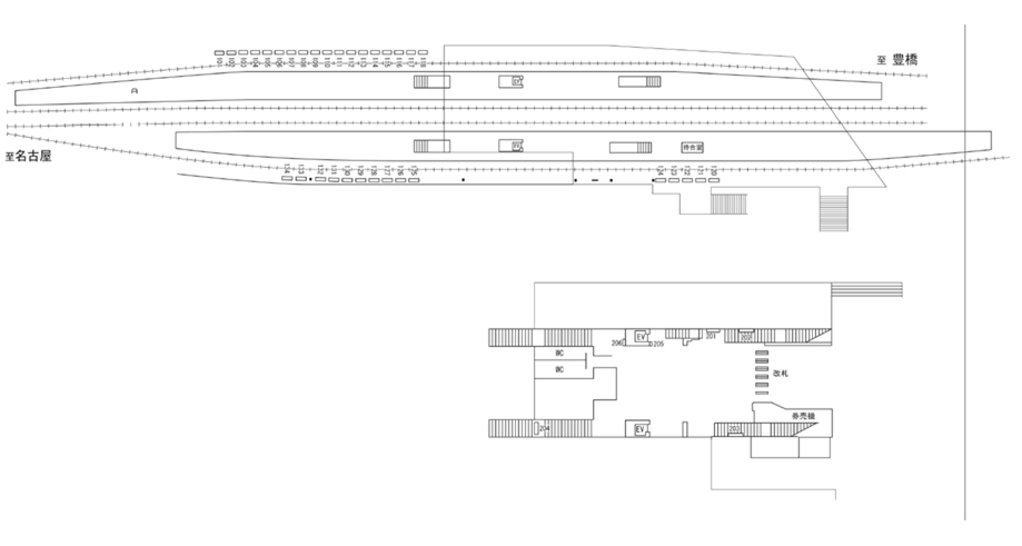 名鉄/前後駅/駅看板設置図面