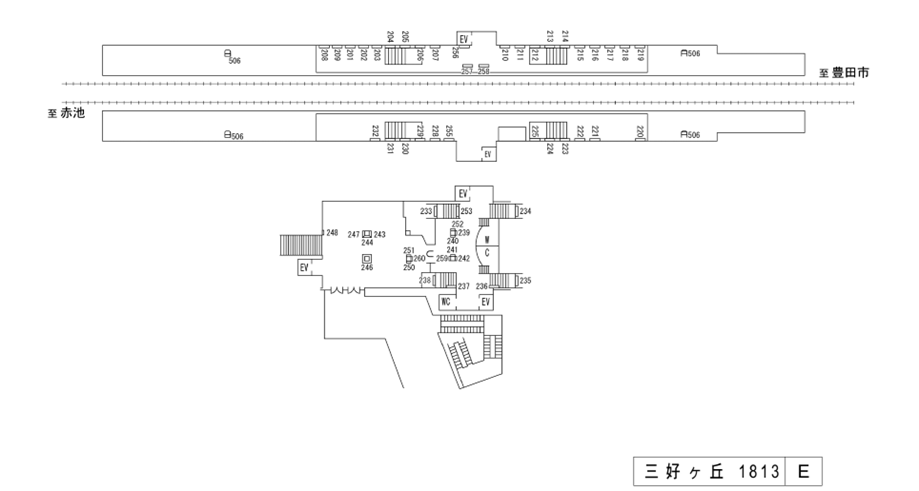 名鉄／三好ケ丘駅／駅看板設置図面