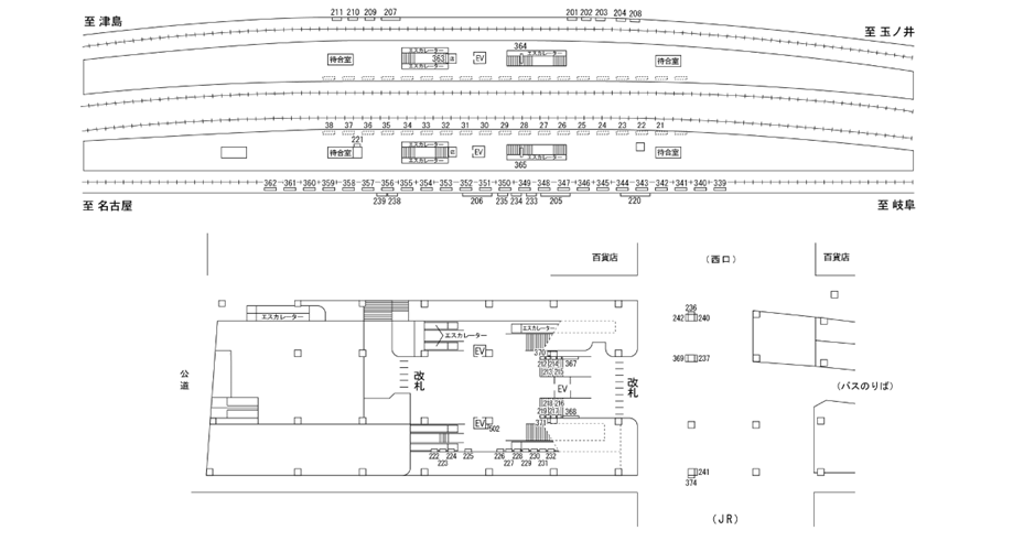 名鉄/名鉄一宮駅/駅看板設置図面