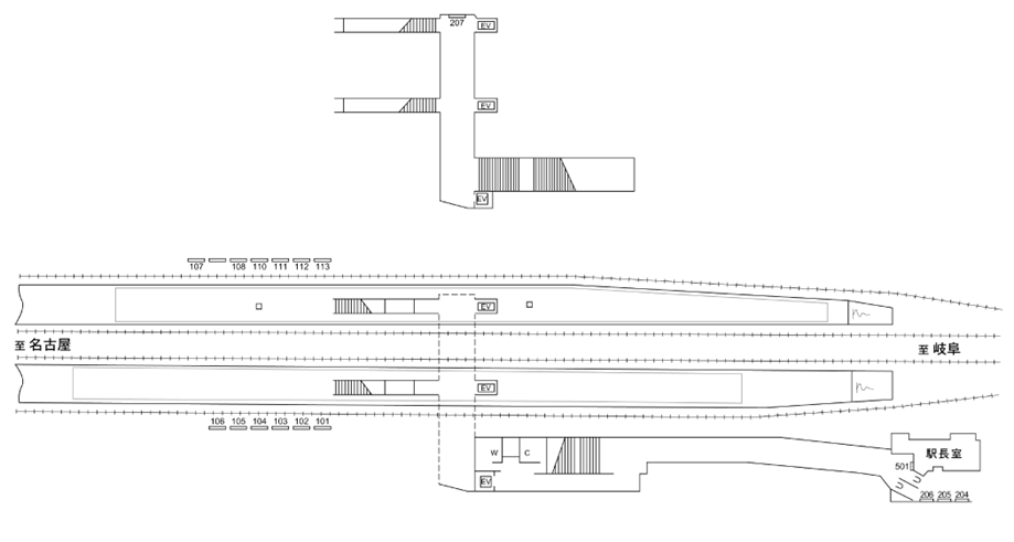 名鉄/新木曽川駅/駅看板設置図面