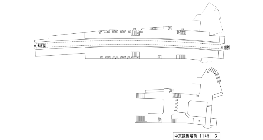名鉄/中京競馬場前駅/駅看板設置図面