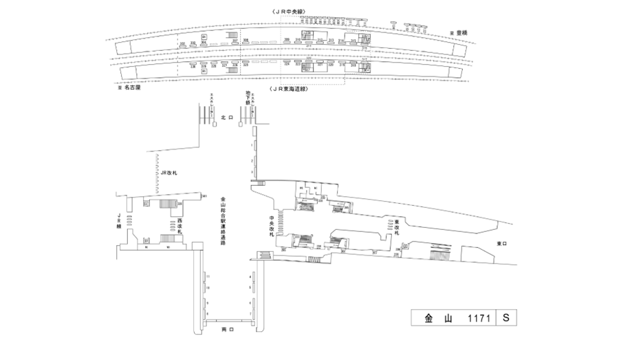 名鉄/金山駅/駅看板設置図面