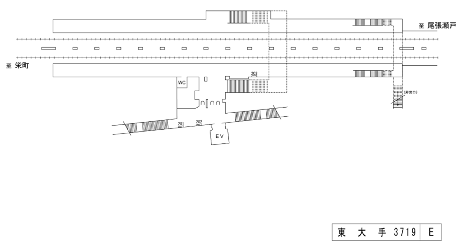 名鉄/東大手駅/駅看板設置図面