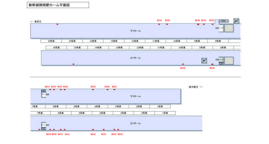 JR東海/静岡駅/新幹線静岡駅ホーム/駅看板設置図面