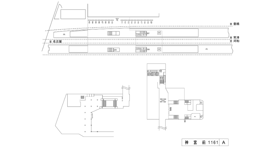 名鉄/神宮前駅/駅看板設置図面