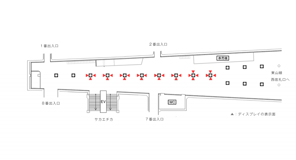 名古屋市営地下鉄 栄駅 スクエアビジョン広告 駅図面