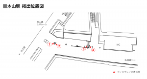 名古屋地下鉄／本山駅／本山駅イーストスクエアビジョン広告駅デジタルサイネージ、位置図
