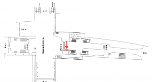 名鉄/金山駅/金山駅大型壁面シート駅広告、位置図