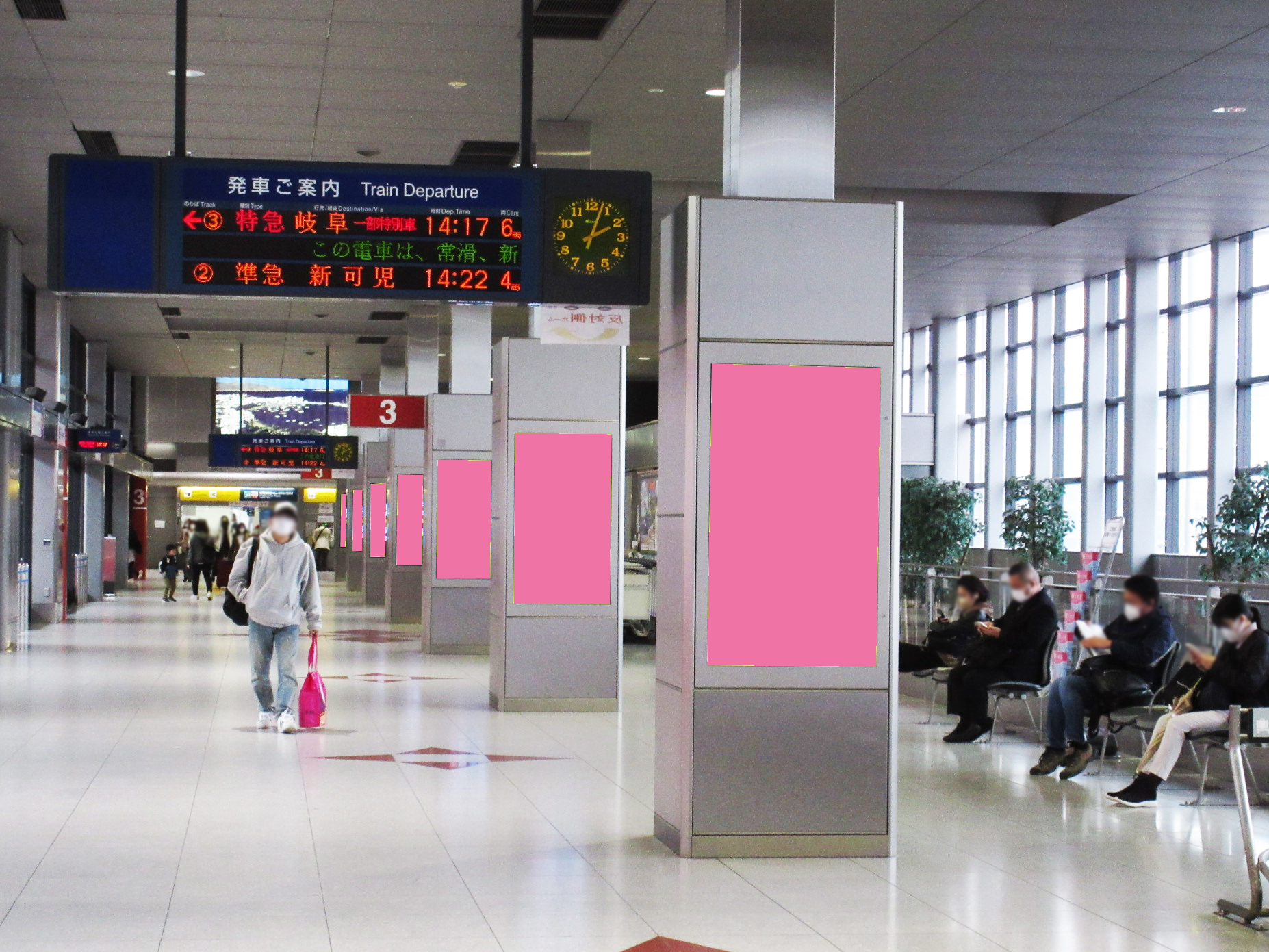 名古屋鉄道（名鉄） 中部国際空港駅 中部国際空港駅デジタルサイネージ 現地写真