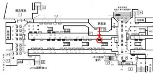 Osaka／Metro（大阪メトロ）　梅田駅／御堂筋線№2-114№114、位置図