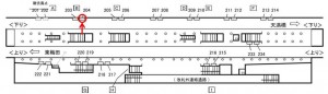 Osaka／Metro（大阪メトロ）　南森町駅／谷町線№1-204№204、位置図