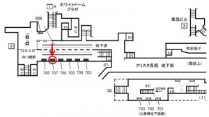 Osaka／Metro（大阪メトロ）　心斎橋駅／長堀鶴見緑地線№2-707№707、位置図