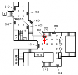 Osaka／Metro（大阪メトロ）　動物園前駅／御堂筋線№2-102№102、位置図
