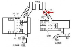 Osaka／Metro（大阪メトロ）　阿波座駅／千日前線№2-506№506、位置図