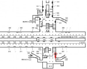 Osaka／Metro（大阪メトロ）　谷町九丁目駅／谷町線№2-203№203、位置図