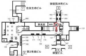Osaka／Metro（大阪メトロ）　本町駅／御堂筋線№2-143№143、位置図