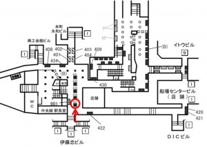 Osaka／Metro（大阪メトロ）　本町駅／中央線№2-437№437、位置図