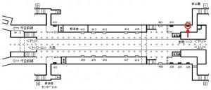 Osaka／Metro（大阪メトロ）　阿波座駅／中央線№2-404№404、位置図