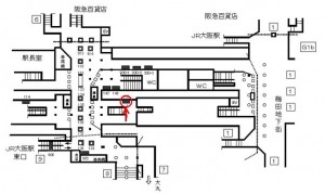 Osaka／Metro（大阪メトロ）　梅田駅／御堂筋線№2-116№116、位置図