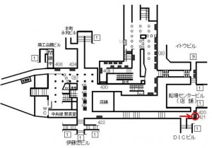 Osaka／Metro（大阪メトロ）　本町駅／中央線№2-421№421、位置図