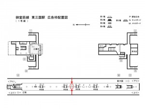 Osaka／Metro（大阪メトロ）　東三国駅／御堂筋線№1-001№001駅看板・駅広告、位置図