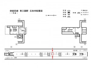 Osaka／Metro（大阪メトロ）　東三国駅／御堂筋線№1-002№002駅看板・駅広告、位置図