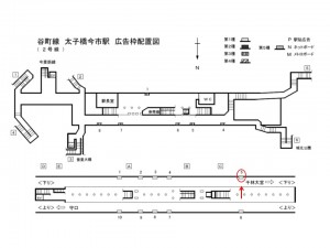 Osaka／Metro（大阪メトロ）　太子橋今市／谷町線№1-005№005駅看板・駅広告、位置図