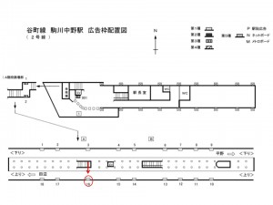 Osaka/Metro(大阪メトロ) 駒川中野駅/谷町線№1-016№016駅看板・駅広告、位置図
