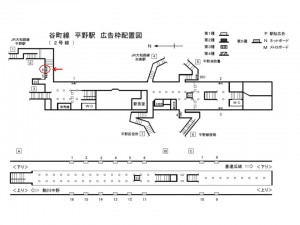 Osaka／Metro（大阪メトロ）　平野駅／谷町線№3-006№006駅看板・駅広告、位置図